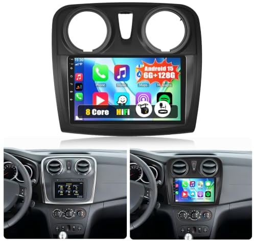 5G WiFi 6G+128G 8Núcleos GOHHDL Radio Coche para Renault Dacia Sandero 2 B52 2012-2019 Carplay Android Auto, Pantalla Radio Coche 9 Pulgadas con BT GPS FM/RDS HiFi EQ DSP SWC Cámara&Mic