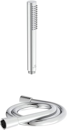 Set aus Ideal Standard BC774AA Idealrain Stabhandbrause, 1-Funktion + BF175AA Idealrain Brauseschlauch, 175 cm, Chrom