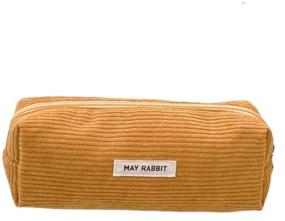 Générique Trousse à Crayons en Velours côtelé de Couleur Unie May Rabbit pour étudiants du secondaire et de la littérature, Grande capacité (F, 19X7CM)