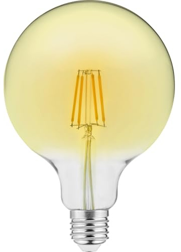 GTV LED Filament Glühbirne G125 E27 4,0W 300lm 3000K Warmweiß 230V 360° Vintage Spiral Retro Globe