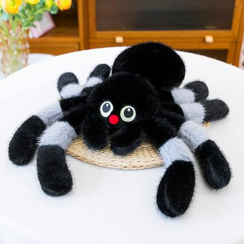 Xiyocadt Lebensechte Spinne Plüschtier Puppe, Niedliches Spinne Wurfkissen Kuscheltier Spielzeug, Kleine Spinnen-Stofftier-Plüschpuppe Geschenk für Erwachsene und Kinder (Grau,50cm)