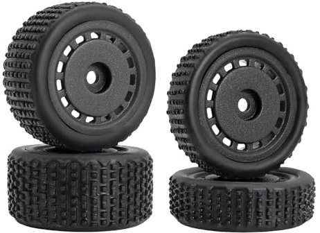 JOYSOG RC Wheels Felgen- und Reifen-Sets für Losi 1/24 Micro-B RC Buggy Auto Upgrade Teile Zubehör (Schwarz)