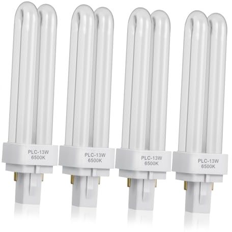 HAMPPLIES 4 Stück 2-pin Leuchtstoffröhren 13w Energiesparend und Flimmerfrei aus Kunststoff und Glas für Werkstatt und Haushalt