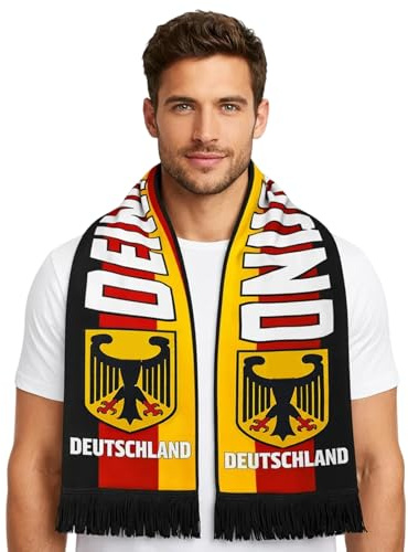 JrnSvp Deutschland Schal, Fussball WM 2026, 145 x 17 cm mit Fransen Fanartikel, Halstuch für Stadionbesuche und Nationalmannschaft Unterstützung