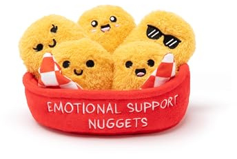 Emotional Support Nuggets von Relatable – Kuschelige Plüsch‑Sammeleien & Squishy‑Toys, perfekte Herbst‑ oder Trick‑or‑Treat‑Geschenke, enthält 5 Plüsch‑Nuggets mit Tragkorb