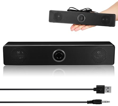 IMIKEYA Soundbar Home Desktop Speaker with High Definition Stereo Sound | Compact Portable Design, Plastic Body, Black Finish, Long Use Time, Suitable for Computer and Monitor Setups