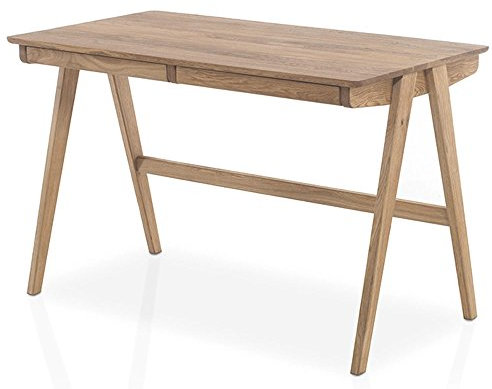 Robas Lund, Schreibtisch/Computertisch Delia, Asteiche massiv, Natur geölt, 2 Schubkästen, B/H/T: 120/76/65 cm