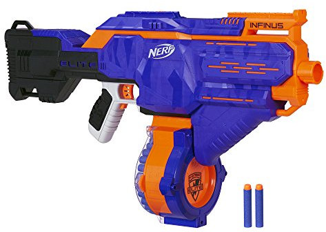 Hasbro Nerf E0438EU4 Nerf N-Strike Elite Infinus, Voll-motorisierter Spielzeug-Blaster, mit Schnell-Lade-Technologie, für Kinder & Erwachsene, inkl. 30 Darts & Trommelmagazin