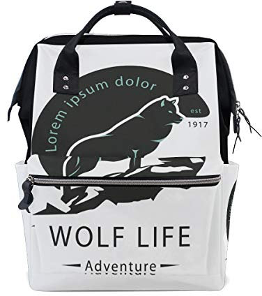 MONTOJ Unique Wolf Pattern Canvas Travel Bag Campus Rucksack One Size 10