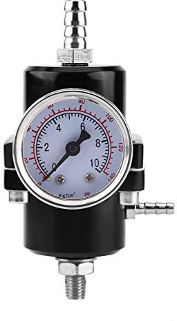 Regulador de presión de combustible ajustable de automóvil, aleación de aluminio Regulador del regulador de presión de combustible universal con manguera 0-140 psi ajustable