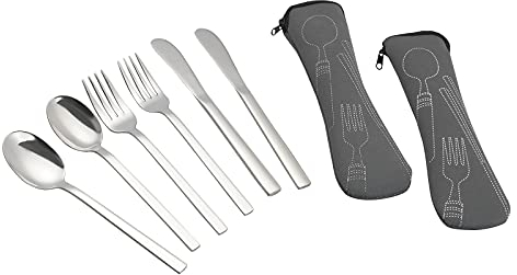 Cadine Edelstahl Besteck für Camping, Reisebesteck für 2 Personen