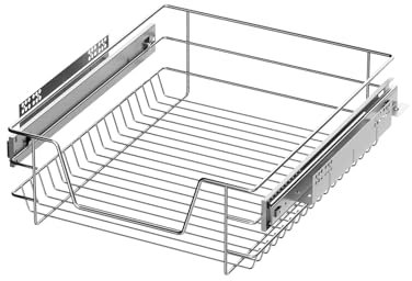 XEMQENER Heavy Duty Kitchen Pull Out Wire Baskets Base Storage Unit, Slide Out Kitchen Utensil Holder Rack Larder Drawers Origanize with Buffer (for 400mm Width, 1 Pcs)