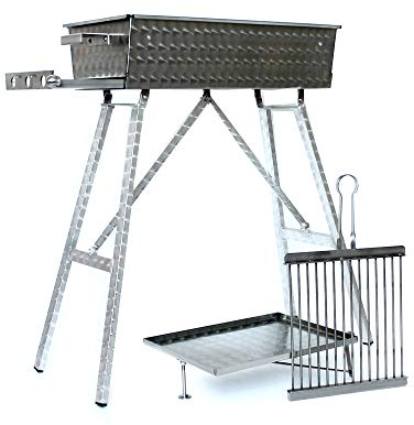 Edelstahlgrill 60x30cm ohne Räder, Gesamthöhe 90cm, 1 Ablage, 1x Grillrost 30x30cm
