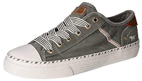 MUSTANG 1376301/72 Chaussures Basses en Lin à Lacets pour Femme, Vert, Vert, Gris, 37 EU