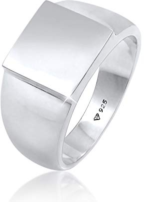 Kuzzoi Siegelring Herrenring poliert, Bandring massiv (11 mm) in 925 Sterling Silber, Robuster Biker Schmuck mit rechteckiger Oberfläche, Ring für Männer in der Ringgröße 62, 0607322120_62