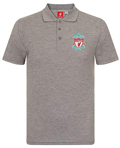 Liverpool FC Official Football Gift Mens Single Crest Polo Shirt Grey Medium