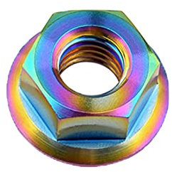 Tactfulw Titan Muttern M5 M6 M8 M10 M12 M14 M16 Flanschmutter Zubehör für Motorrad-Fahrrad-Modified-Teile, Regenbogen, M12 1,25mm