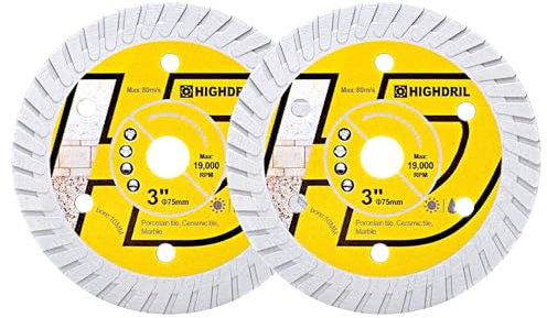 HIGHDRIL Diamant Fliesen Trennscheibe 75mm - 2Stück Diamant Scheibe für Keramik Porzellan Fliesen Marmor Granit für Mini-Winkelschleifer