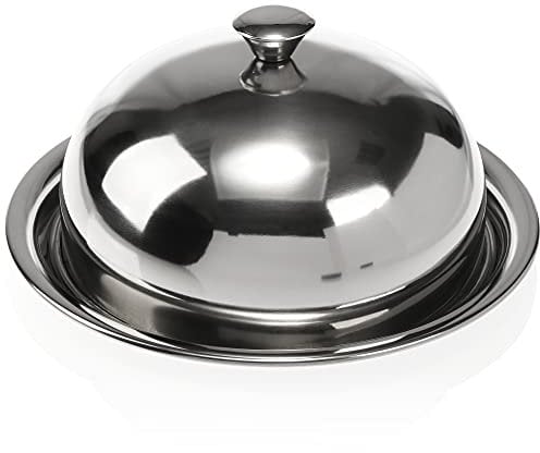 com-four® Plato para servir con campana - Campana con platillo - Plato para servir platos, pasteles, queso y más (Plato + campana 24cm)