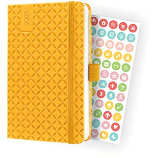 SIGEL J3116 Wochenkalender Jolie 2023 - ca. A6 - gelb - Hardcover - Gummiband, Stiftschlaufe, Einstecktasche - 174 Seiten - FSC-zertifiziert - Terminplaner