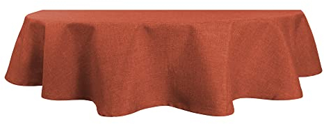 Tischdecke oval Leinenoptik 135x180 cm Lotuseffekt Tischwäsche Wasserabweisend Tischtuch Fleckenabweisend Bügelfrei Abwischbar Waschbar Innen und Außen Perleffekt (Terracotta, 135 x 180 cm)