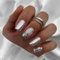 Ceboic 24 Stück Nägel Zum Aufkleben Kurz, Eckig Französische Silber Glitzer Künstliche Nägel, Glossy Kunstnägel Press on Nails Acryl Stick auf Nails für Frauen und Mädchen