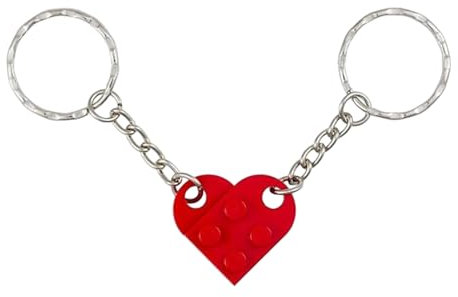 Lego Keyring,Red Couple Love Brick Keyrings,Matching Lego Heart Keyring,Novelty Personalised Keychains Gifts with Key Chains Fit Couples Valentines Day,Birthday,Wedding,Clothes Keychai Accessories