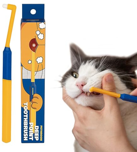 PETHROOM] Pet Toothbrush for Cats and Dogs | Round Shaped Head with Ultra Soft Bristle for Deep Cleaning Dental Care, Kitten and Small Dogs, Tartar Plaque Removal (Deep Point)