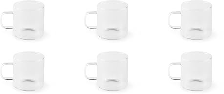 Excelsa Essential Set 6 Tazzine da Caffè Trasparenti, Vetro Borosilicato, Capacità 140 Ml.