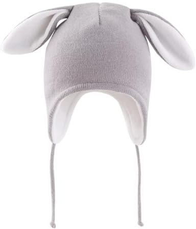 FORUHOO Mädchen Wintermütze Baby Strickmütze Jungen Beanie Warm Mütze mit Ohrenklappen(Fleece: Grau,48)