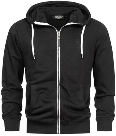 Indicode Herren INChristos Sweatjacke mit Kapuze und Reißverschluss | Hooded Jacket Kapuzenjacke für Männer Black, M