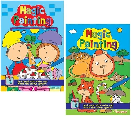 Sixstore Livre de peinture magique | Coloriage sans désordre pour enfants – Il suffit d'ajouter de l'eau | 2 livres
