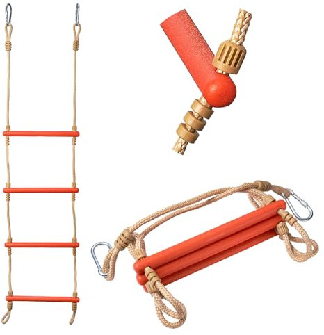 ProSSS 4 Step Boat Rope Ladder, Heavy Duty Climbing Rope, 440 Lbs Strength, 14 Long Solid PP Ladder Bar, Outdoor Ladder