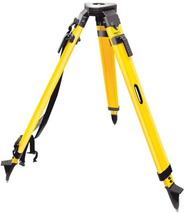 Surveying Tripod, Fiberglass Tripod with 5/8-11 Flat Head and Quick Clamp