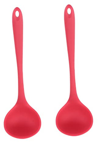 Cabilock 2 Piezas primicia para niños cuchara para servir comida cucharas metal para servir cuchara olla caliente cuchara sopera sin costura manejar Cucharón utensilios cocina rojo
