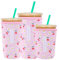 3 Pack Reusable Sleeve for Iced Coffee Cup, Coffee Neoprene Sleeve for Iced&Hot Drinks, Coffee Sleeve Compatible with Starbucks, Dunkin Coffee Cup. (Cherry&Daisy)