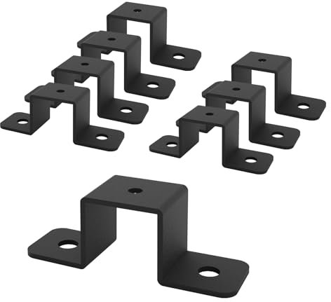 Wpbhk 8 Pcs Square Tube Strap Clamp, 1x1 Strap Post Ties, Black Deck Fence Post Tie Bracket U-Shaped Pipe Clamp Bracket