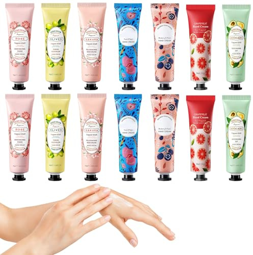 Mini Handcreme Set, 14 Stück Mini-Handcreme, Hand Cream Feuchtigkeit, Für Sehr Trockene Hände, Für Männer Und Frauen Weihnachtsgeschenke & Geburtstags Geschenk