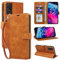 GOTOURED for TCL 505 Phone Case Wallet, RFID Blocking 4 Card Slots, Wrist Strap, Kickstand, Magnetic Closure, Shockproof Protective Soft Leather Flip Cover (Brown)