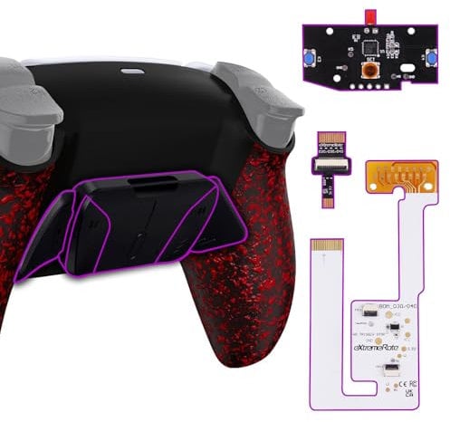eXtremeRate RISE4 V3 Remap Kit für ps5 Controller BDM-030/040/050 Modell, Upgrade Board & Re-Design Rückseite Gehäuse Case & Rücktasten Back Paddles Set für ps5-Textur Rot