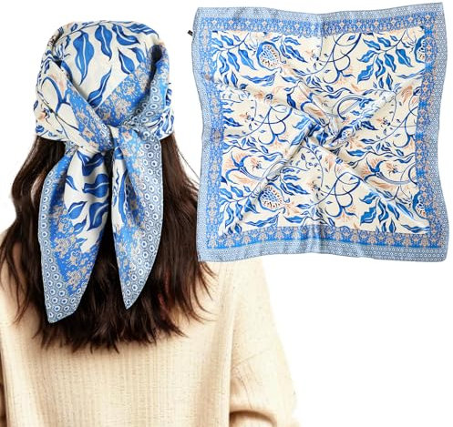 Ymapinc Blumen Kopftuch Damen Boho Seidentuch Damen Quadratisches Halstuch Eleganter Handgelenk Bandana für Frauen(70 x 70 cm)