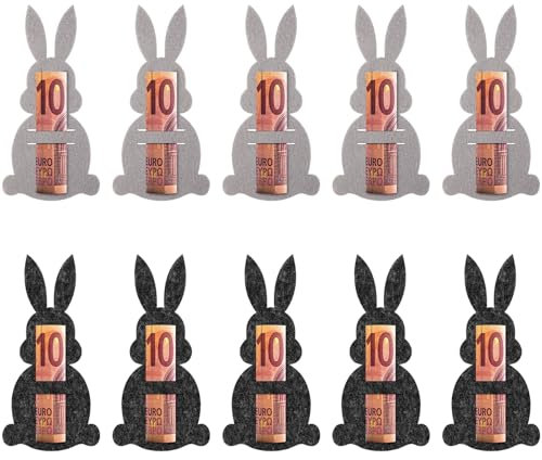 Yi'antai 10 Stück Ostern Geldgeschenke Set, Osterhasen Filzdekorationen, Geldgeschenk Verpackung Ostern Geldgeschenk Filz Lustige Osterdekoration Ostern Geschenk