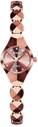 JewelryWe Damenuhr Klein Edelstahl Uhr 30m Wasserdicht Analog Quarz Armbanduhr Damen Schmales Edelstahlarmband Luxus Ultradünne Uhr mit Facettiert Glas & Diamantskala Zifferblatt