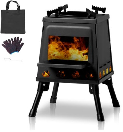 Bonnlo Camping Wood Burning Stove, Portable Small Camp Stoves, Detachable and Lightweight Fire Pit for Outdoor Hiking Picnic