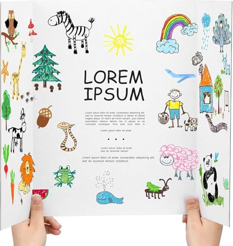 Lot de 3 tableaux d'affichage double face blanc pur à trois volets de 61 x 40,6 cm – Intérieur lisse, respectueux de l'environnement, comprend des autocollants et du papier – Foire scientifique,