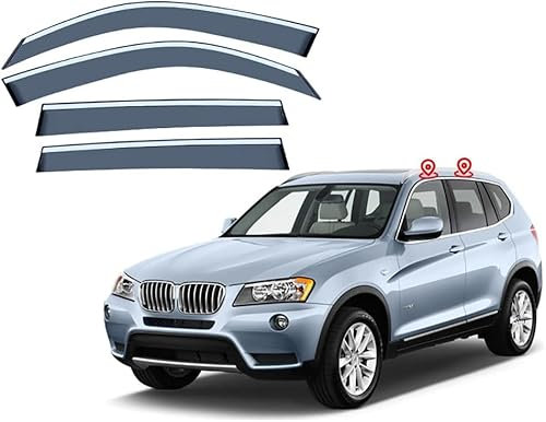 YYlong Windabweiser Regenabweiser für BMW X3 F25 2011-2017 Seitenscheiben Regenabweiser Rauch Abgas Luftabweiser Fensterverkleidung Abweiser