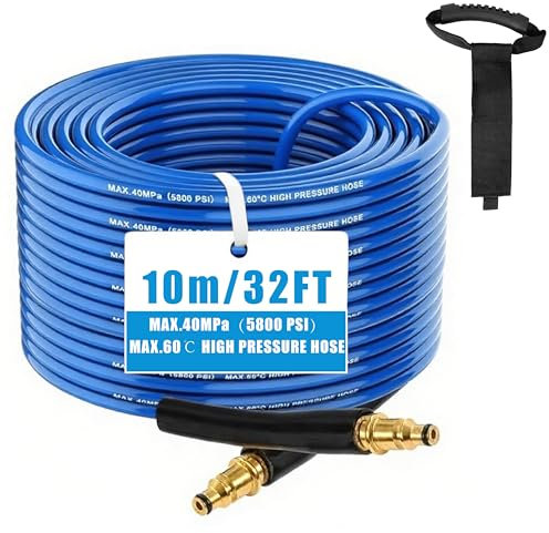 10m / 32FT Pressure Washer Hose for Karcher, Heavy-Duty Blue Replacement Jet Wash Hose with Quick Click Connector & Storage Belt, Compatible with K2, K3, K4, K5, K6, K7 Series, Ideal for Car Cleaning
