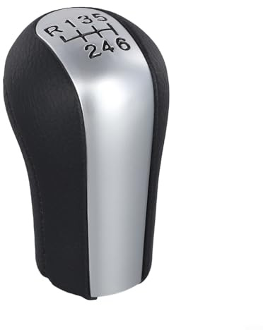 Wenyouya Auto-Schaltknauf, 5/6-Gang-Schaltgetriebe für Toyota, Corolla, Yaris, Vitz, RAV4, Avensis, Aygo, Verso, matt, Chrom-Leder-Innenzubehör (6 Gänge)