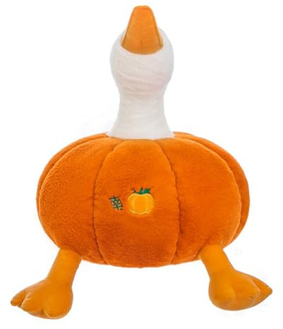 Xiyocadt Kuscheltier Kürbis Gans,Orange Ente Plüschtier,Haunted House Dekoration, Halloween Kürbis Gans Gefülltes Tier Sofa Bett Home Dekoration, Kreatives und lustiges Geschenk (35cm)