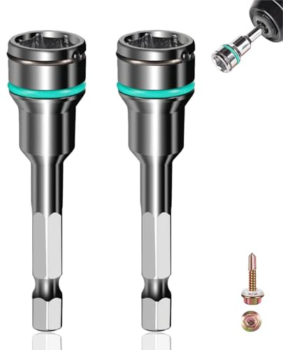 2PCS Hex Socket Magnetic Nut Driver Set, Magnetic Hex Bit Set, 1/4 Inch Shank Steel Reducer Sleeve Adapter, Pneumatic Electric Screwdrivers Drill Tools, 62mm Length He/x Drill Bit Se/t Tools(8mm)